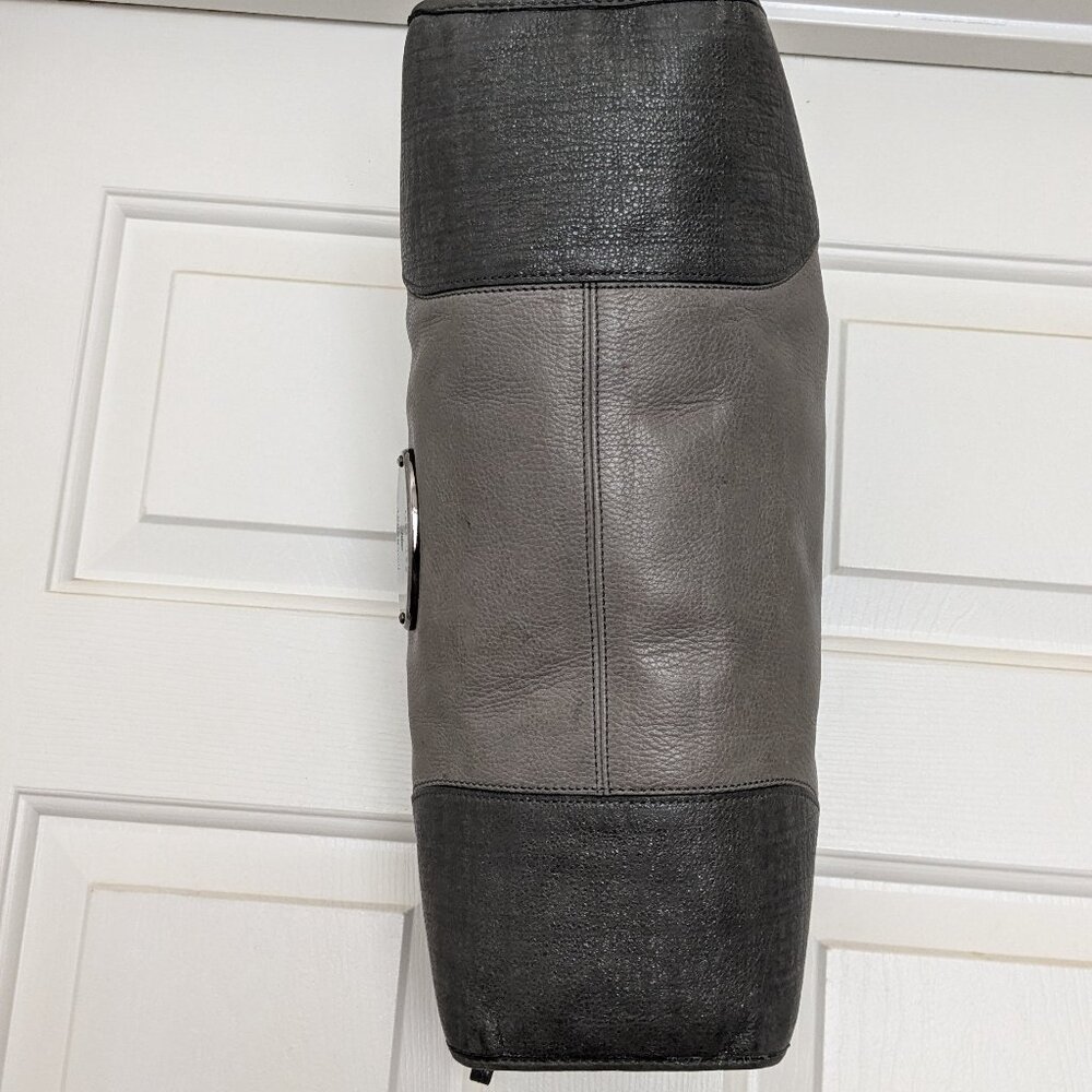 2000s Mulberry Gray Leather Large 2-Way Bag Shoulder Bag Top Handle Bag - Picture 7 of 16